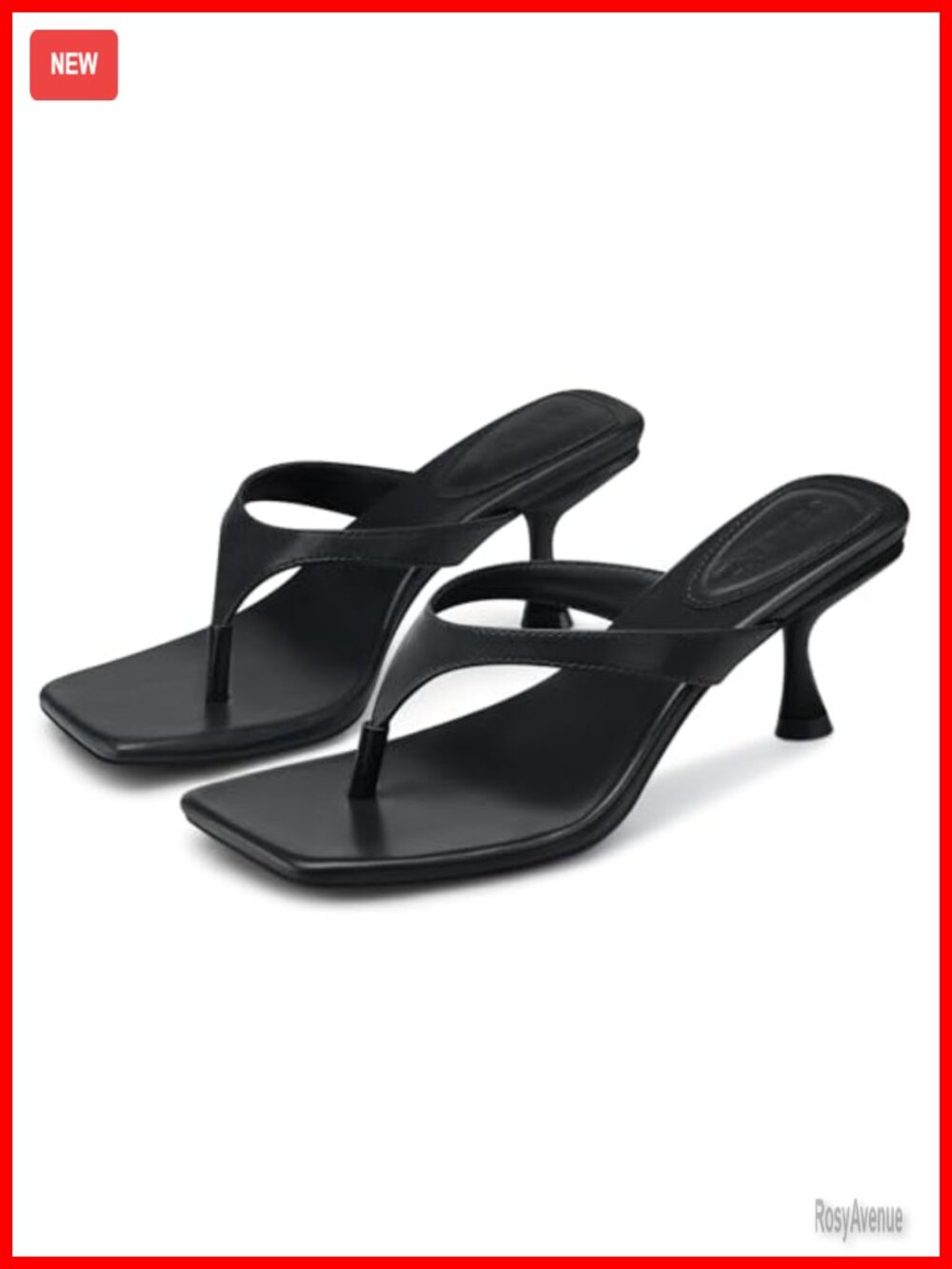 2.5" Kitten Heel Sandals: Square Toe Thong Heeled Flip Flops for Daily Wear